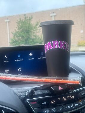 Parker Black Insulated Travel Tumbler with Pink Lettering